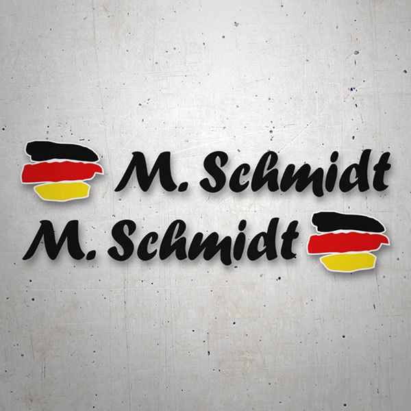 Car & Motorbike Stickers: 2X Flags Germany + Black calligraphic name