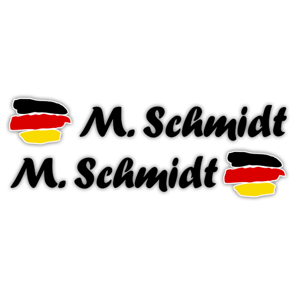 Car & Motorbike Stickers: 2X Flags Germany + Black calligraphic name