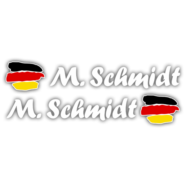 Car & Motorbike Stickers: 2X Flags Germany + white calligraphic name