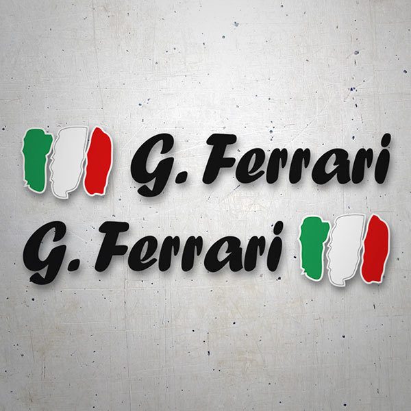 Car & Motorbike Stickers: 2X Flags Italy + Black calligraphic name