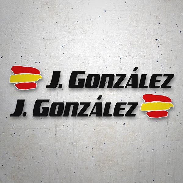 Car & Motorbike Stickers: 2X Flags Spain + Name sport black