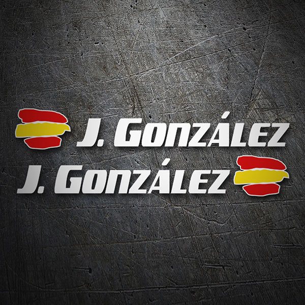 Car & Motorbike Stickers: 2X Flags Spain + Name sport white