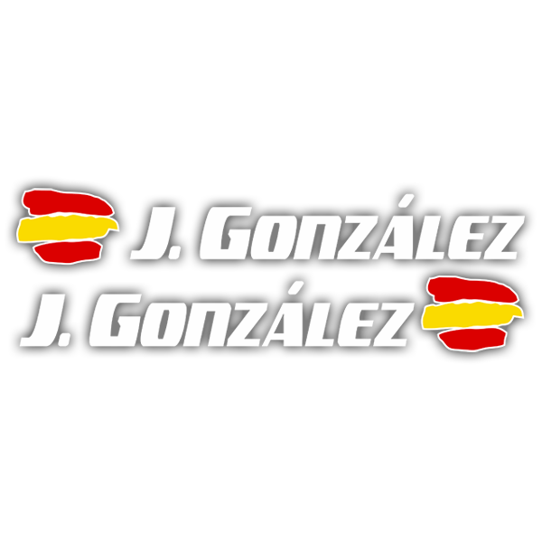 Car & Motorbike Stickers: 2X Flags Spain + Name sport white