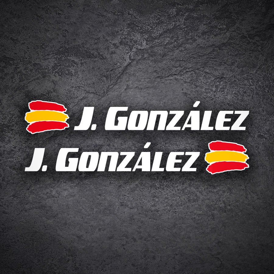 Car & Motorbike Stickers: 2X Flags Spain + Name sport white