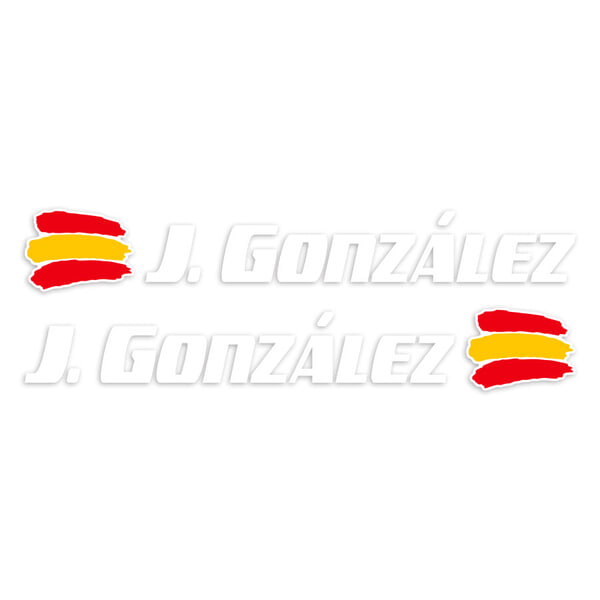 Car & Motorbike Stickers: 2X Flags Spain + Name sport white
