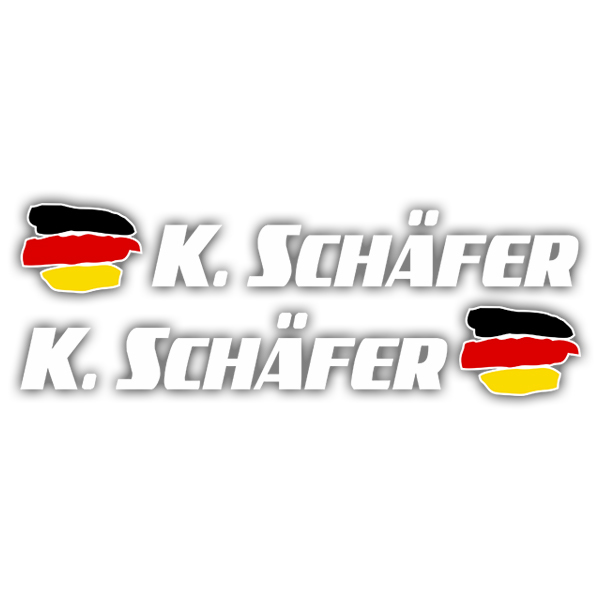 Car & Motorbike Stickers: 2X Flags Germany + white sport name