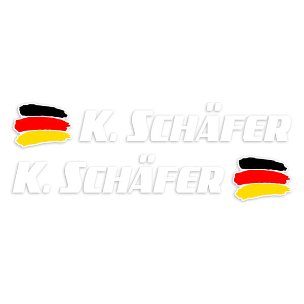 Car & Motorbike Stickers: 2X Flags Germany + white sport name