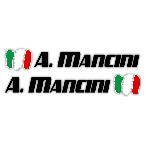 Car & Motorbike Stickers: 2X Flags Italy + Name sport black