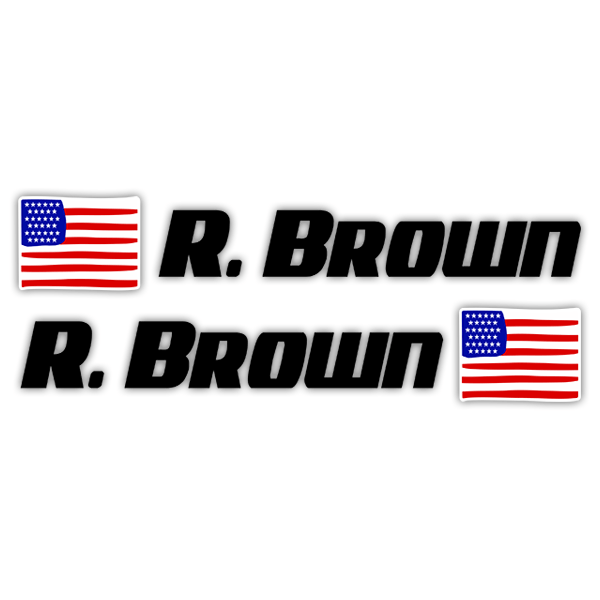Car & Motorbike Stickers: 2X USA Flags + Black sport name