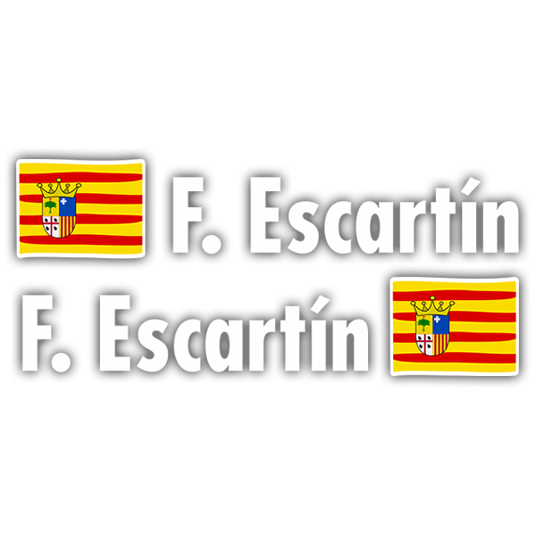 Car & Motorbike Stickers: 2X Flags Aragon + Name in white 0