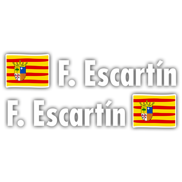 Car & Motorbike Stickers: 2X Flags Aragon + Name in white