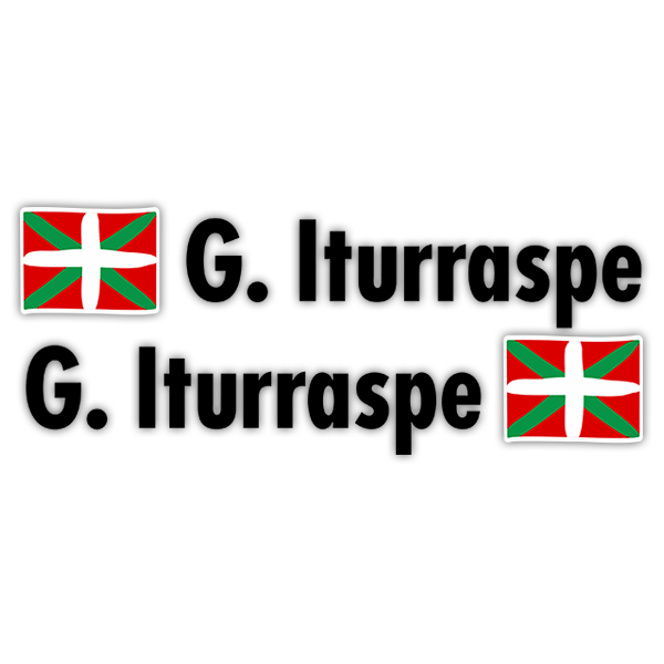 Car & Motorbike Stickers: 2X Flags Basque country + Name in black