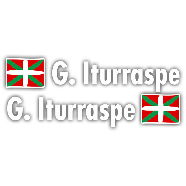 Car & Motorbike Stickers: 2X Flags Basque country + Name sport white