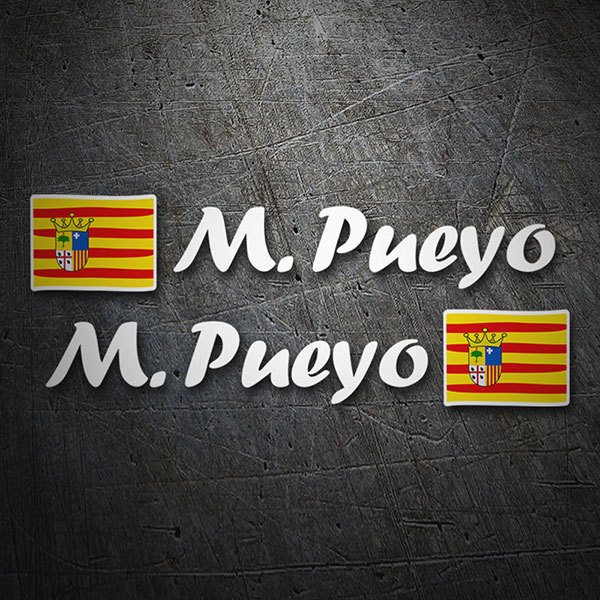 Sticker 2 Flags Aragon Name Calligraphic White Muraldecal Com