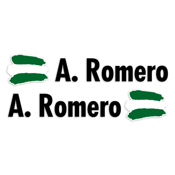 Car & Motorbike Stickers: 2X Flags Andalusia + Name in black
