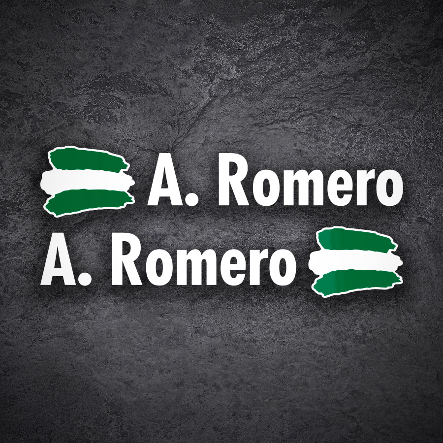 Car & Motorbike Stickers: 2X Flags Andalusia + Name in white
