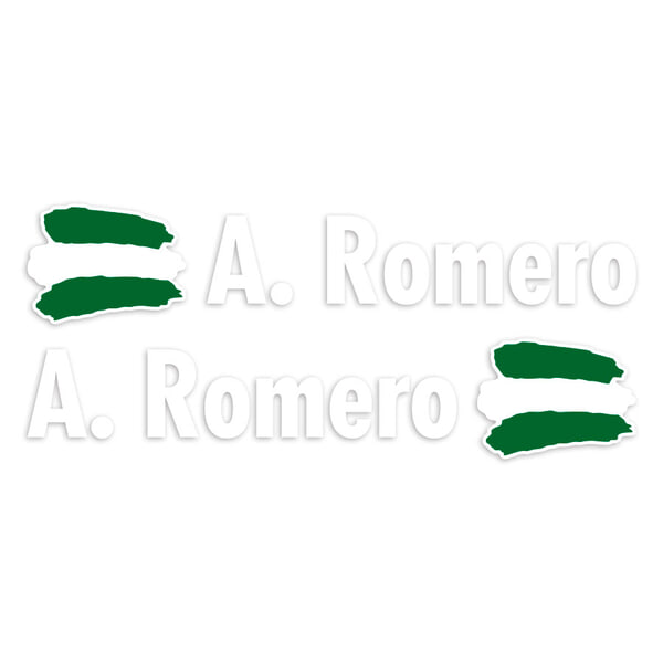 Car & Motorbike Stickers: 2X Flags Andalusia + Name in white