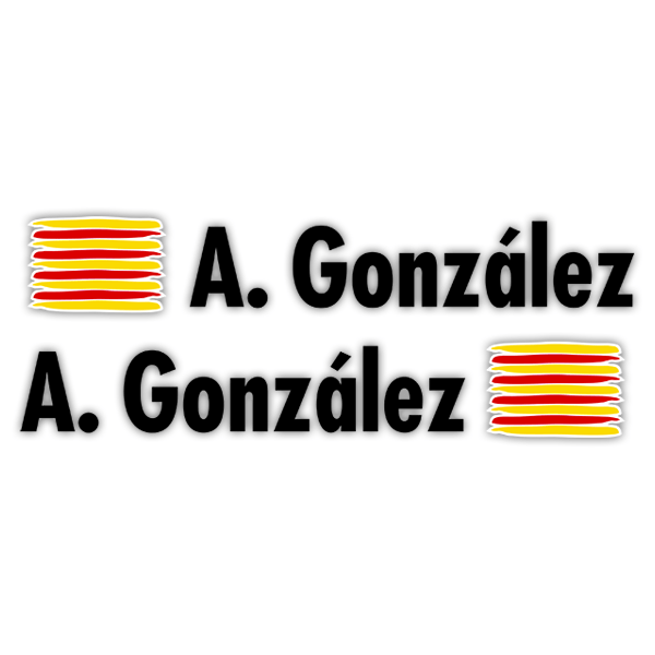 Car & Motorbike Stickers: 2X Flags Catalonia + Name in black