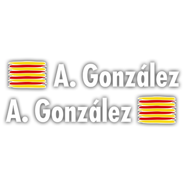 Car & Motorbike Stickers: 2X Flags Catalonia + Name in white