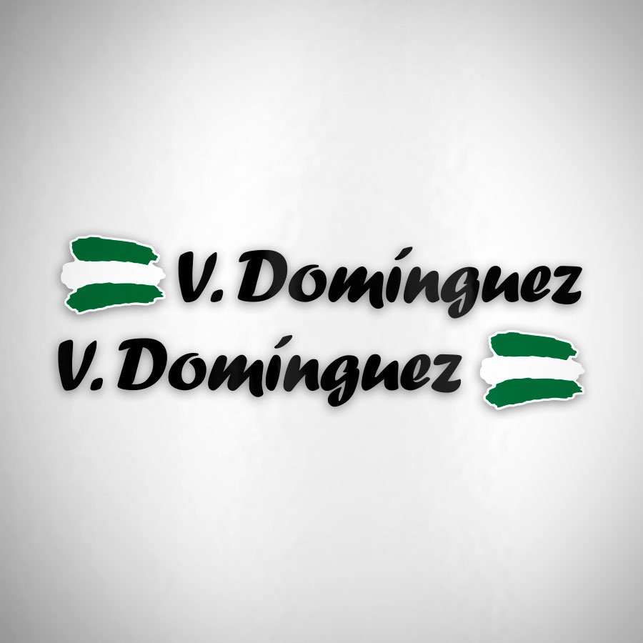 Car & Motorbike Stickers: 2X Flags Andalusia + Name calligraphic black