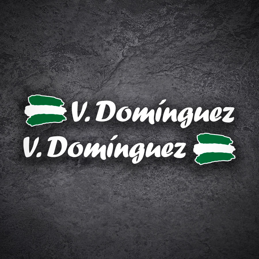 Car & Motorbike Stickers: 2X Flags Andalusia + Name calligraphic white