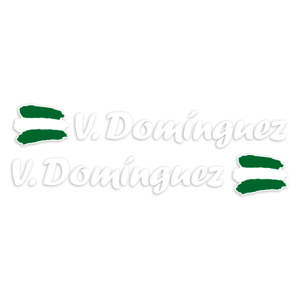 Car & Motorbike Stickers: 2X Flags Andalusia + Name calligraphic white
