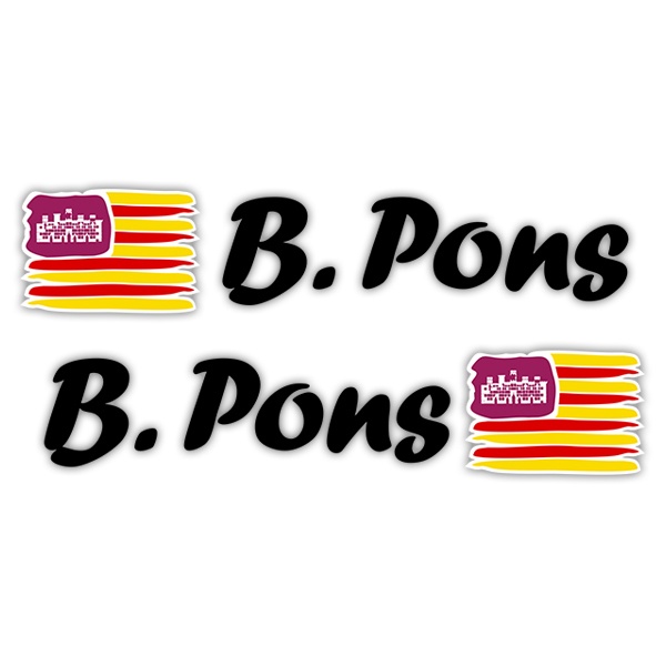 Car & Motorbike Stickers: 2X Flags Balearic Islands + Name calligraphic blac