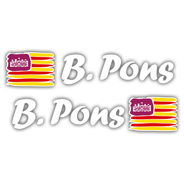 Car & Motorbike Stickers: 2X Flags Balearic Islands + Name calligraphic whit