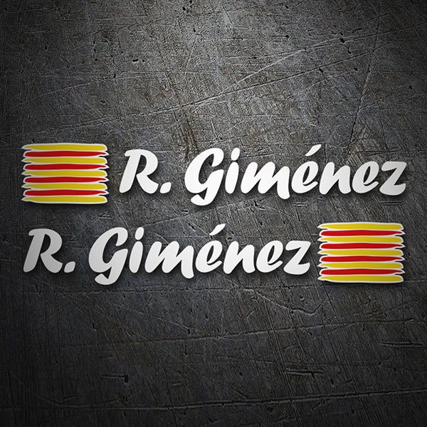 Car & Motorbike Stickers: 2X Catalonia Flags + Calligraphic White Name