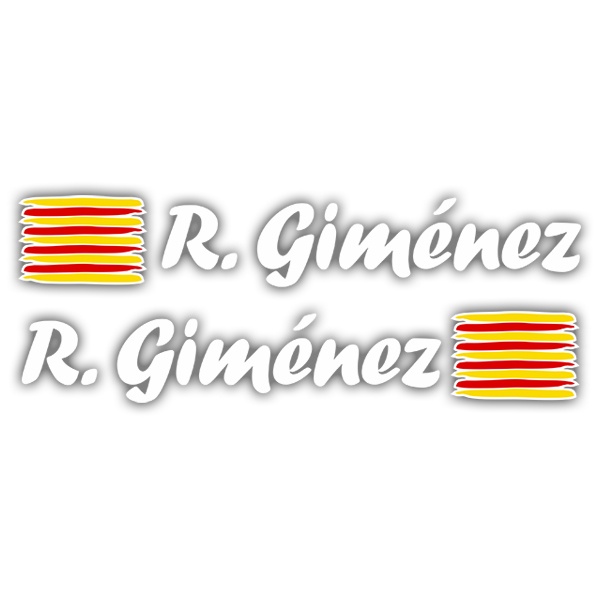 Car & Motorbike Stickers: 2X Catalonia Flags + Calligraphic White Name