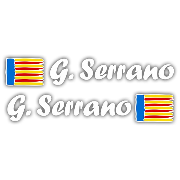 Car & Motorbike Stickers: 2X Flags Valencia + Name calligraphic white