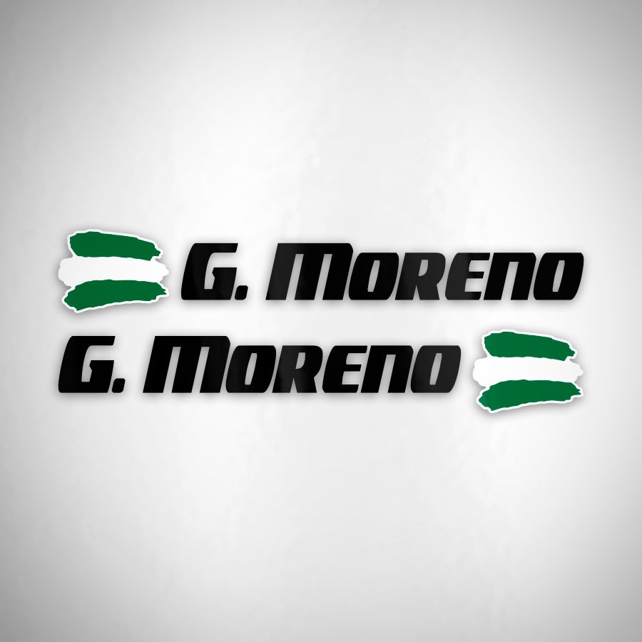 Car & Motorbike Stickers: 2X Flags Andalusia + Name sport black
