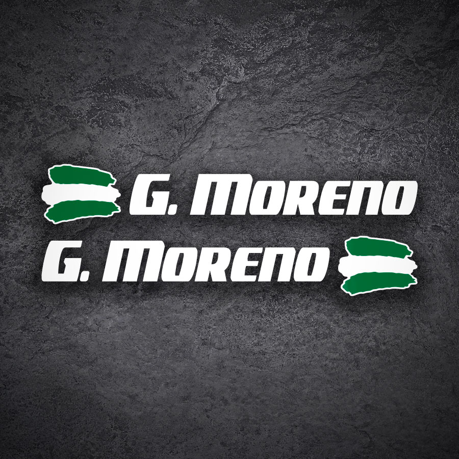 Car & Motorbike Stickers: 2X Flags Andalusia + Name sport white