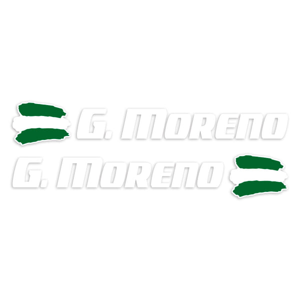 Car & Motorbike Stickers: 2X Flags Andalusia + Name sport white