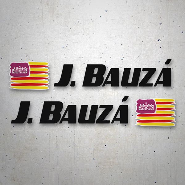 Car & Motorbike Stickers: 2X Flags Balearic Islands + Name sport black