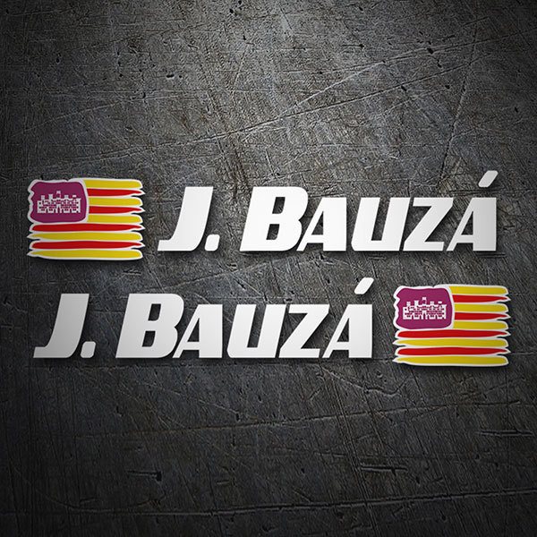 Car & Motorbike Stickers: 2X Flags Balearic Islands + Name sport white