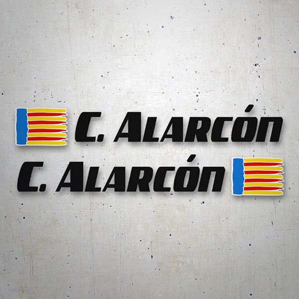 Car & Motorbike Stickers: 2X Flags Valencia + Name sport black