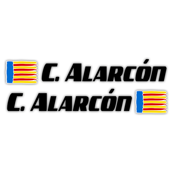 Car & Motorbike Stickers: 2X Flags Valencia + Name sport black