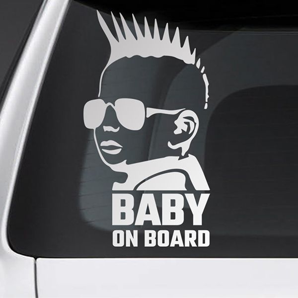 Car & Motorbike Stickers: Baby on board punky English