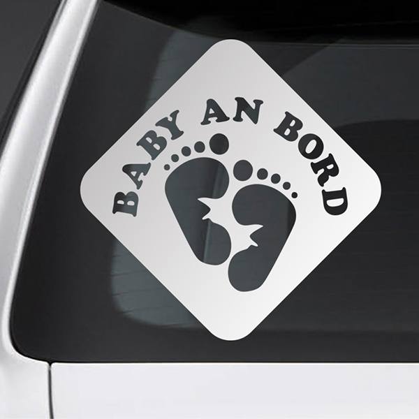 Car & Motorbike Stickers: Baby on board footprints German 0
