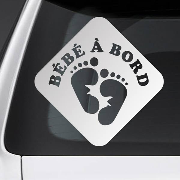 Car & Motorbike Stickers: Baby on board footprints French