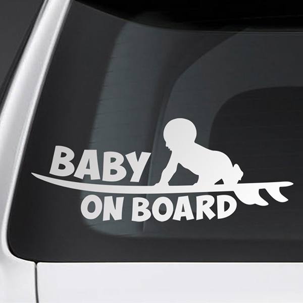 Car & Motorbike Stickers: Baby on board surfing English