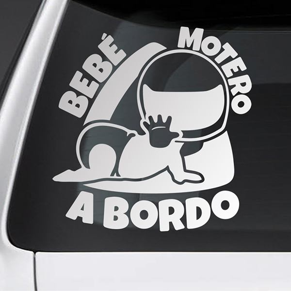 Car & Motorbike Stickers: Baby on board biker - Spanish