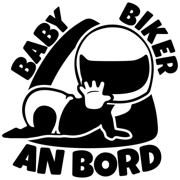 Car & Motorbike Stickers: Baby on board biker - German