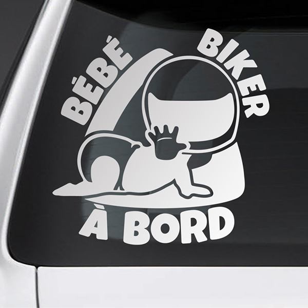 Car & Motorbike Stickers: Baby on board biker - French 0
