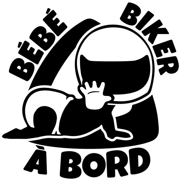 Car & Motorbike Stickers: Baby on board biker - French