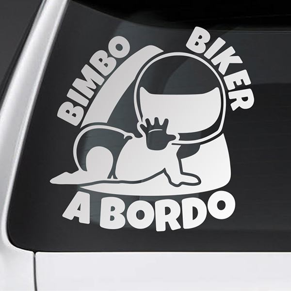 Car & Motorbike Stickers: Baby on board Italian biker