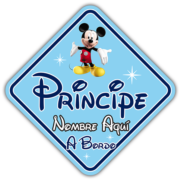 Car & Motorbike Stickers: Prince on board personalized Disney - spanish