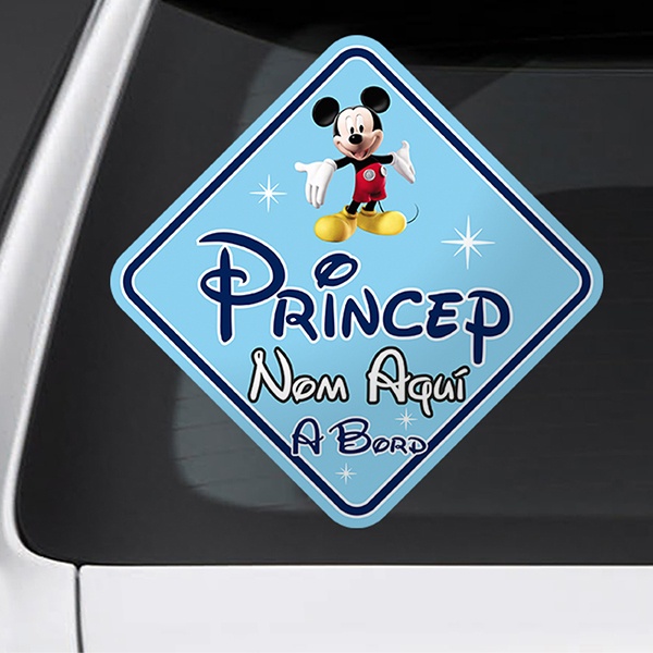 Car & Motorbike Stickers: Prince on board personalized Disney - catalan 1