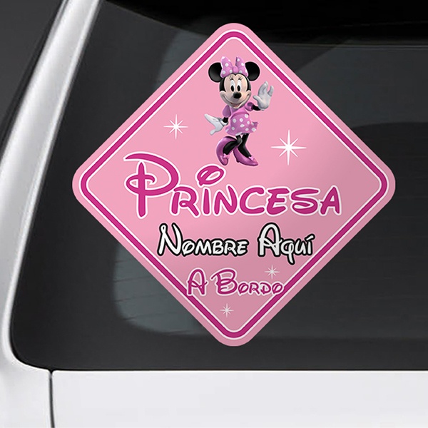 Car & Motorbike Stickers: Princess on Board Personalised in Spanish